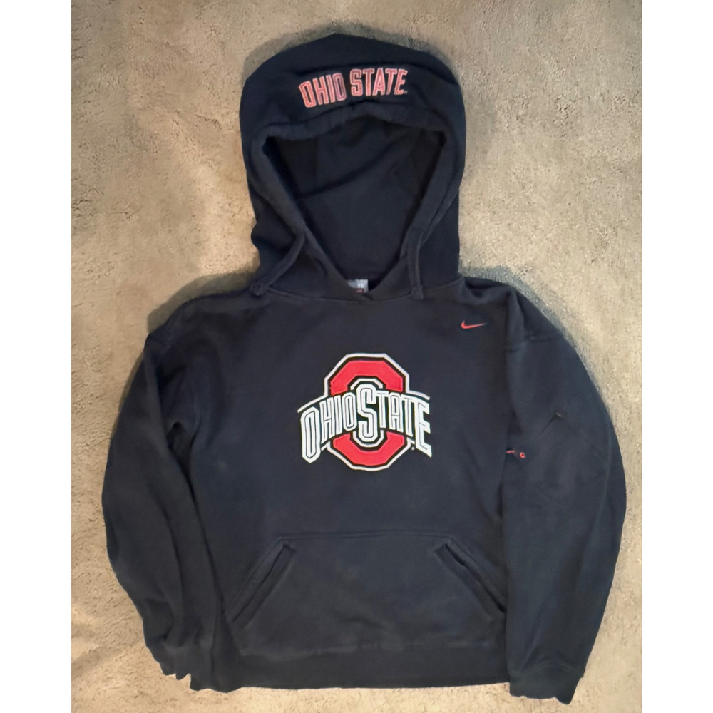 Vintage Nike Ohio State Buckeyes Hoodie Mens XL Black Embroidered